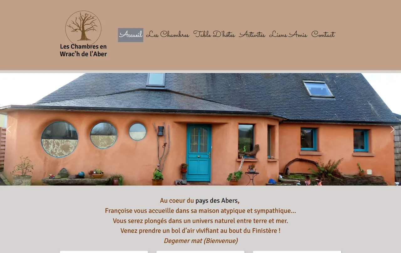 Page d'accueil du site Les Chambres en Wrac'h de l'Aber